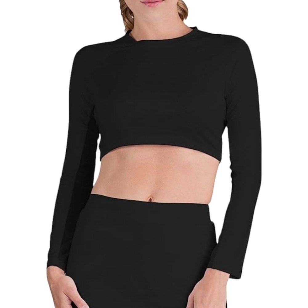 Tail Activewear Sasha Long Sleeve Black Crop Top Size Medium